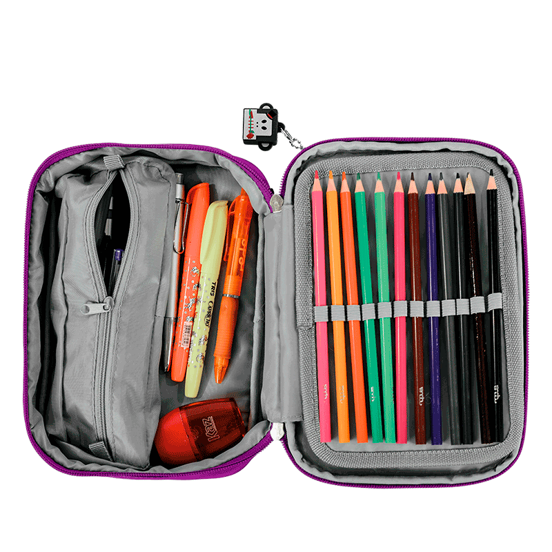 Kit Completo Mochila de 4 Rodas Paul Frank Roxo - Sestini
