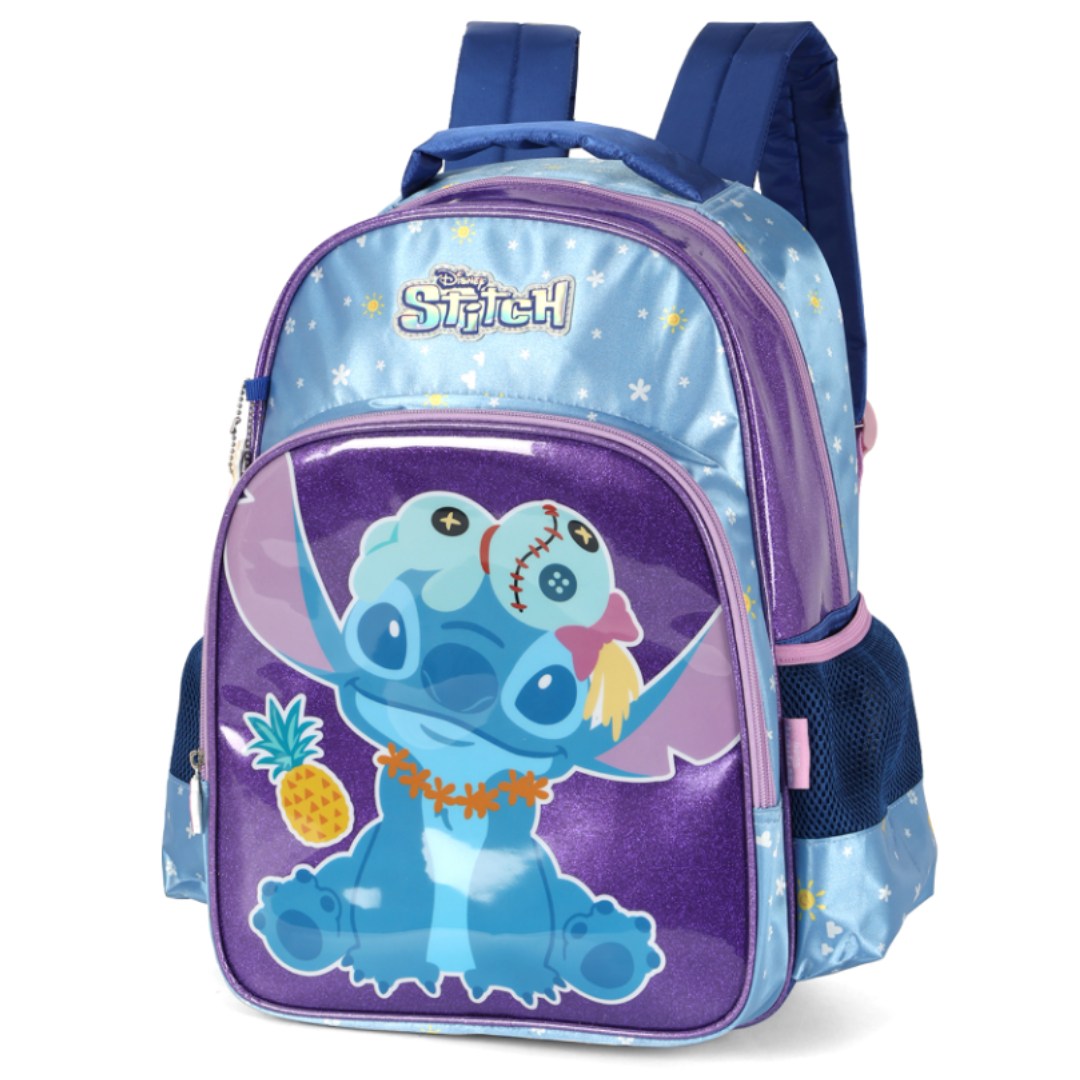 Mochila de Costas Infantil Azul e Roxo - Stitch