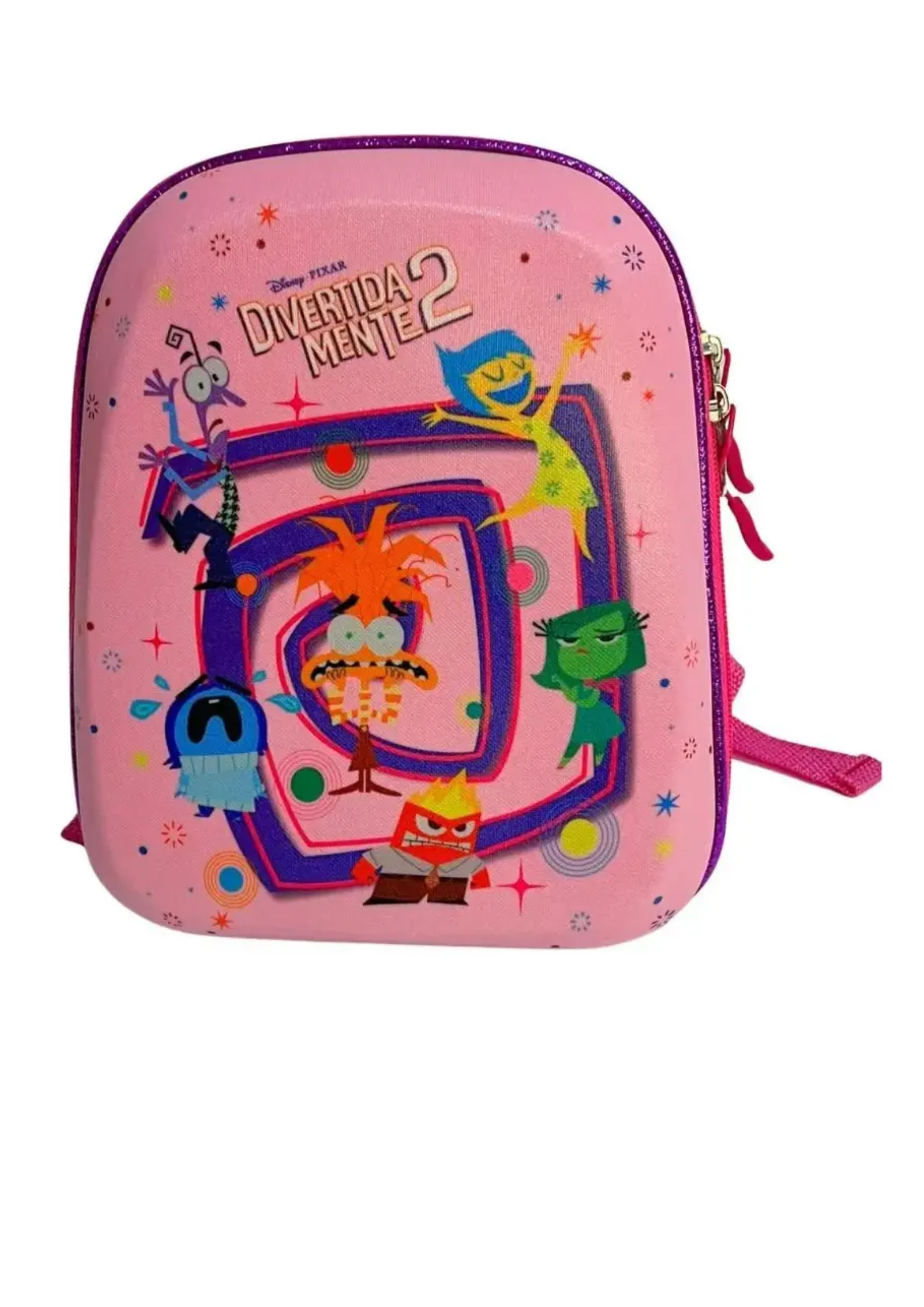 Kit Mochila Divertidamente Sala de Controle Escolar Lancheira Rodinha 3d