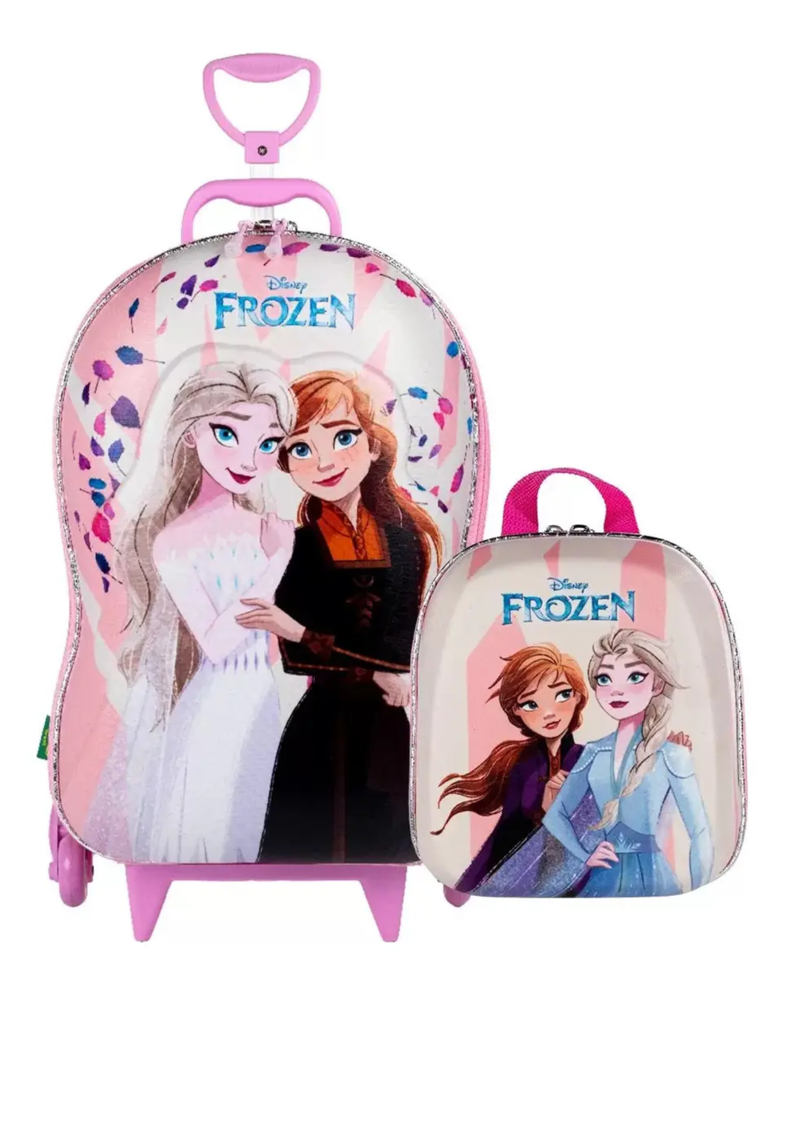 Mochila Escolar Maxtoy 3D Frozen Elsa e Anna com Rodinhas para Meninas