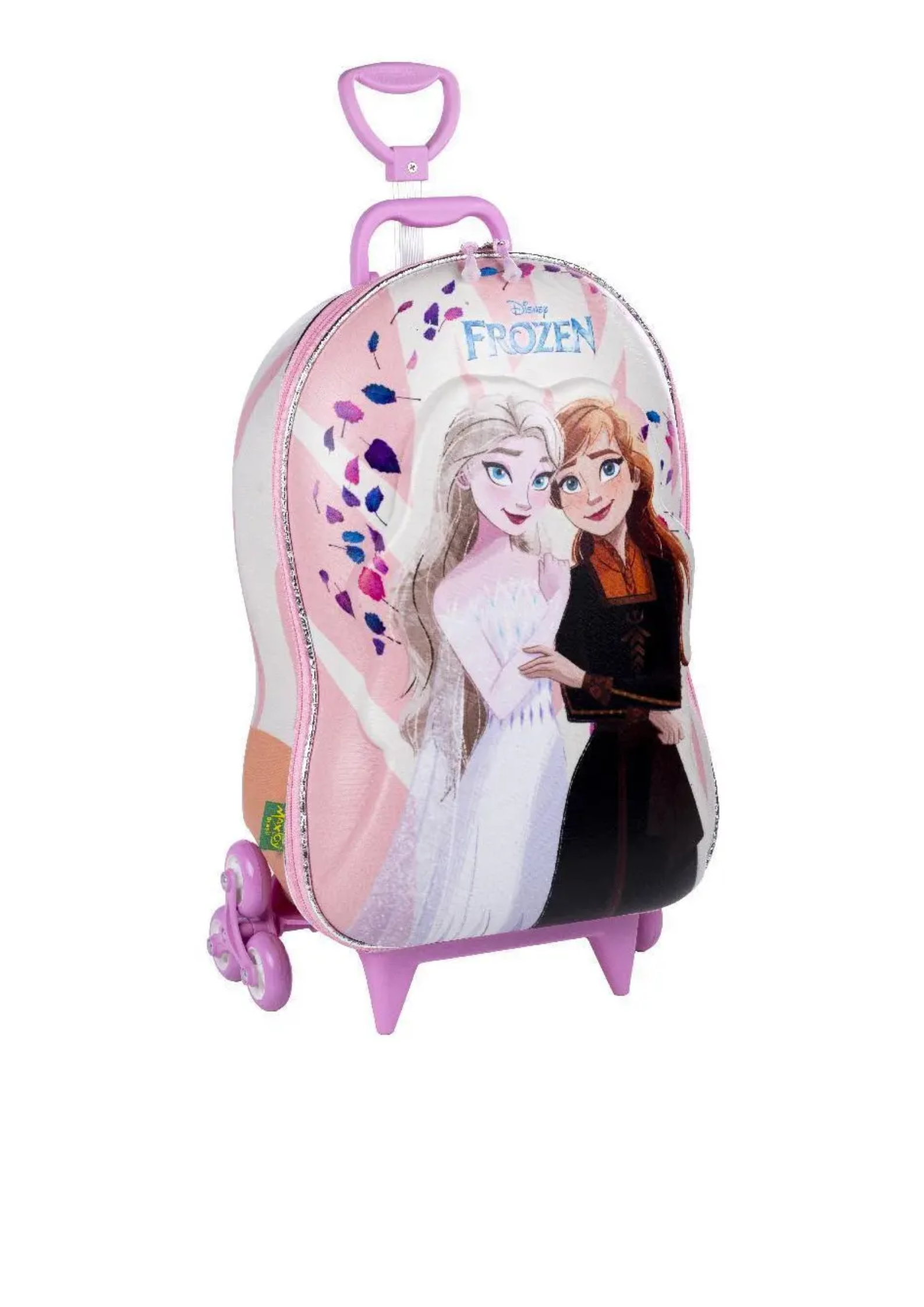 Mochila Escolar Maxtoy 3D Frozen Elsa e Anna com Rodinhas para Meninas