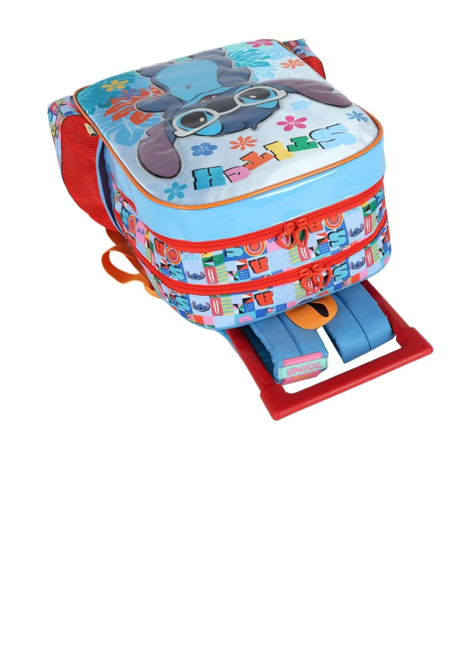 Mochilete Com Rodas E Lancheira Luxcel Stitch Ic42392sc Azul Liso