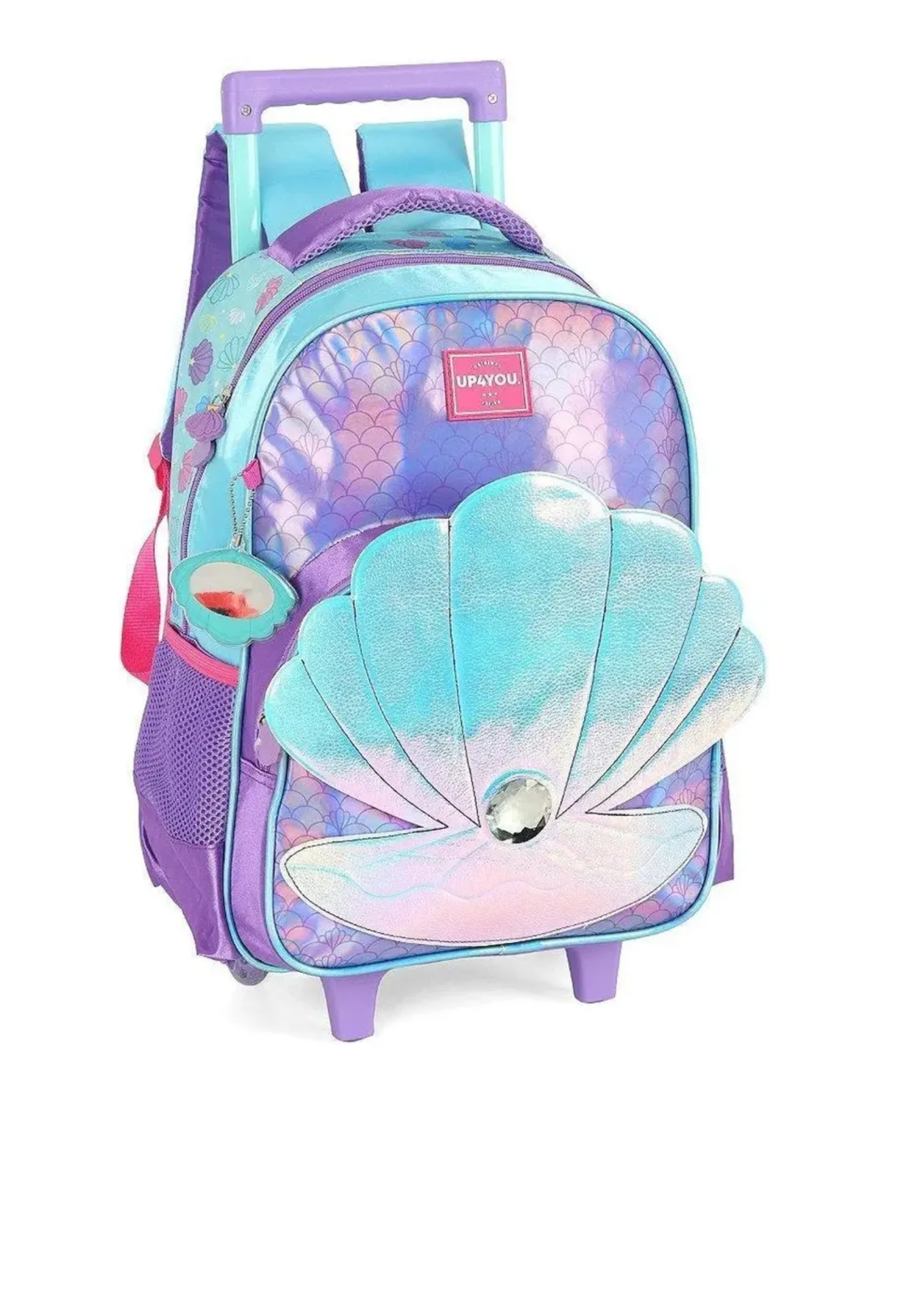 Kit Mochila Escolar Meninas Sweet Concha Sereia Rodinhas