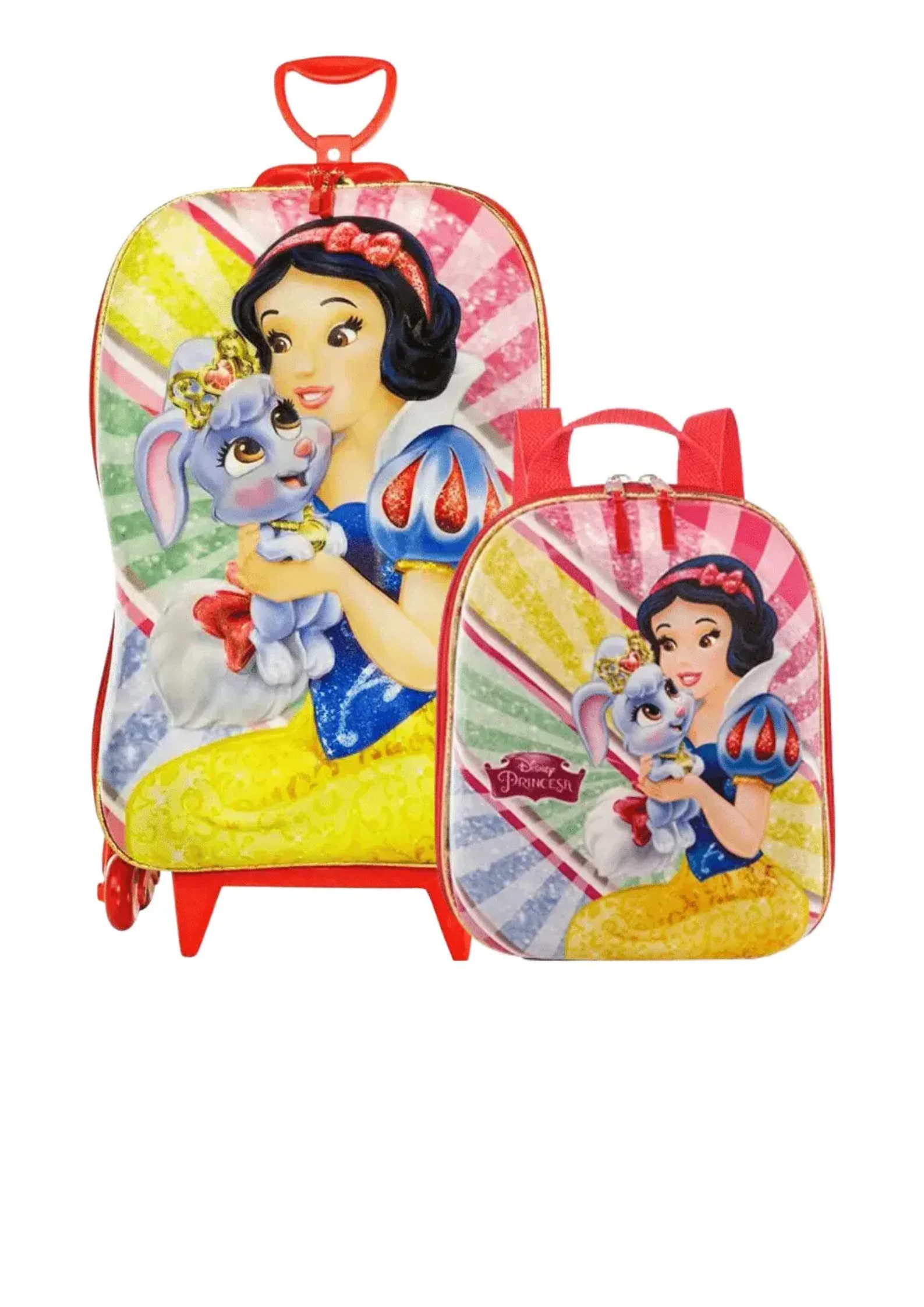 Kit Escolar Mala 3d Princesa Branca De Neve Com Lancheira