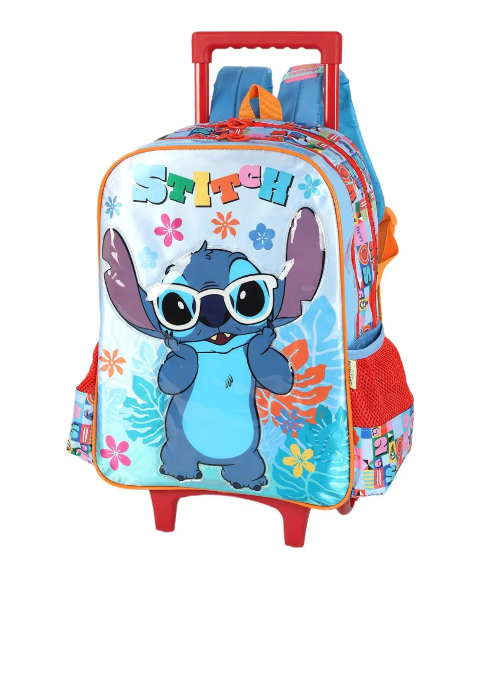 Mochilete Com Rodas E Lancheira Luxcel Stitch Ic42392sc Azul Liso