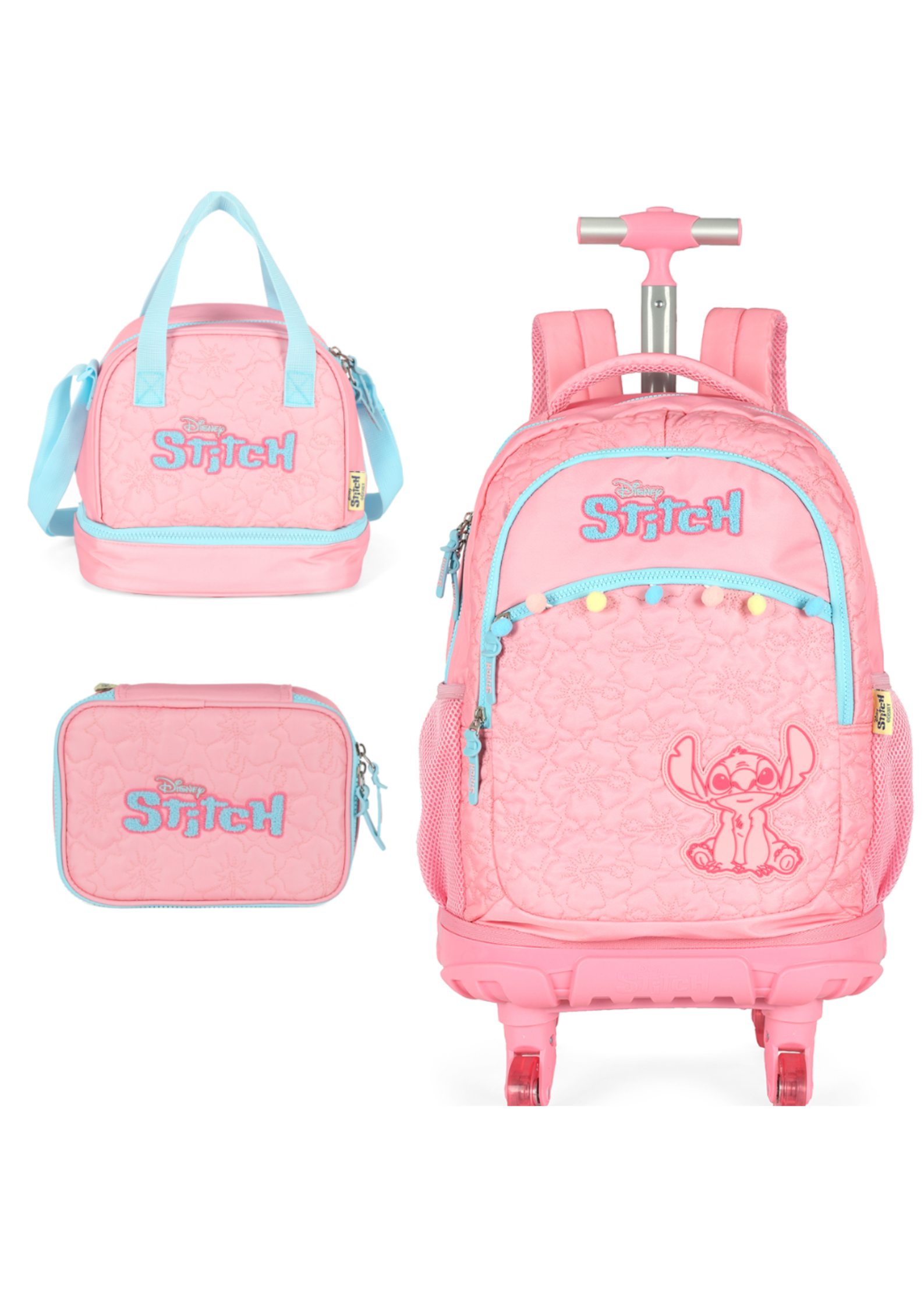 Kit Escolar Juvenil 4 Rodas - Stitch
