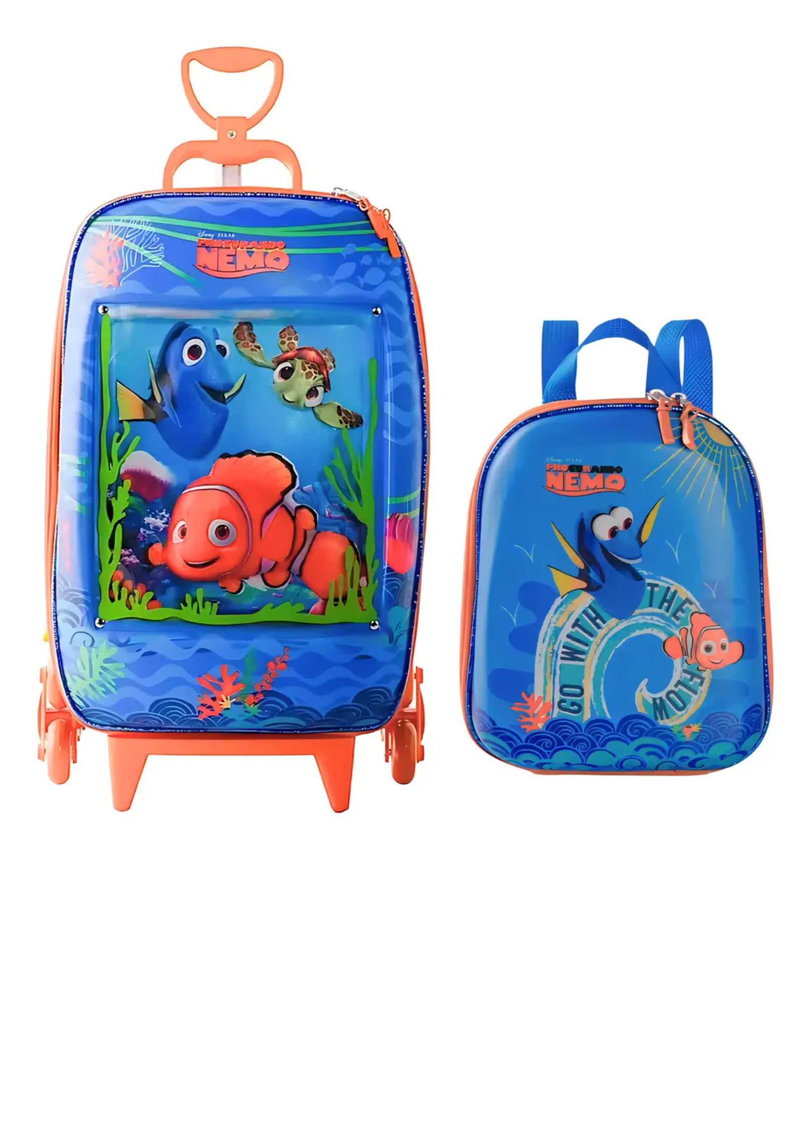 Kit Mochila Lancheira Procurando Nemo Rodinhas 3d Maxtoy