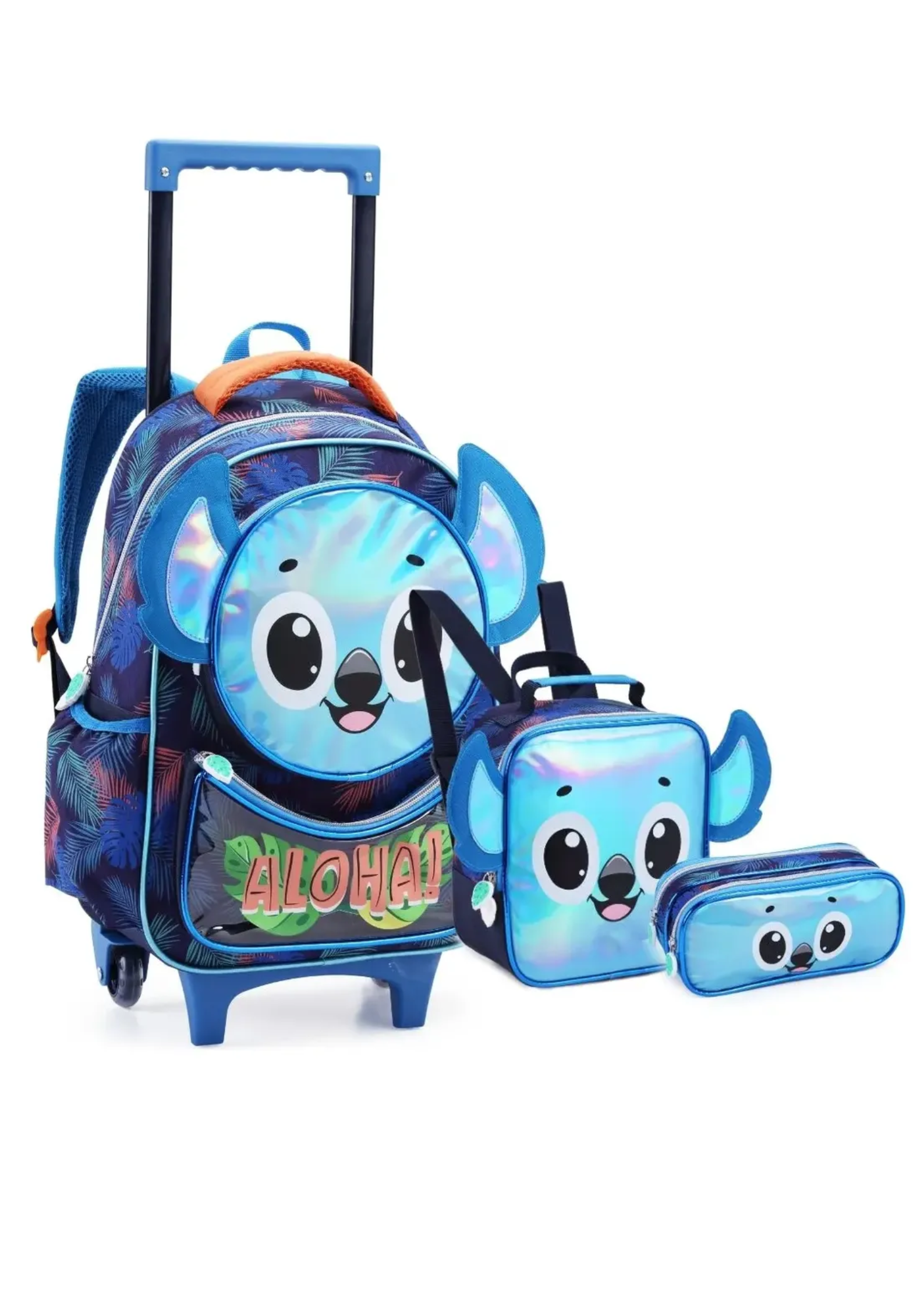 Kit Mochila D Rodinha Escolar Infantil Coala 3d Aloha Menino