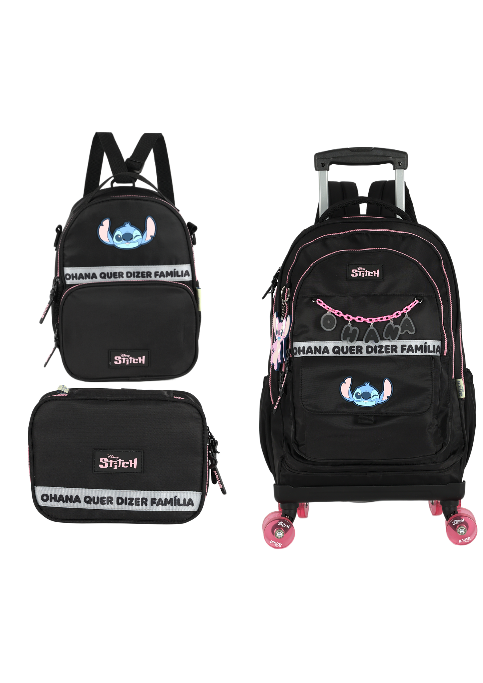 Kit Escolar Juvenil 4 Rodas - Stitch