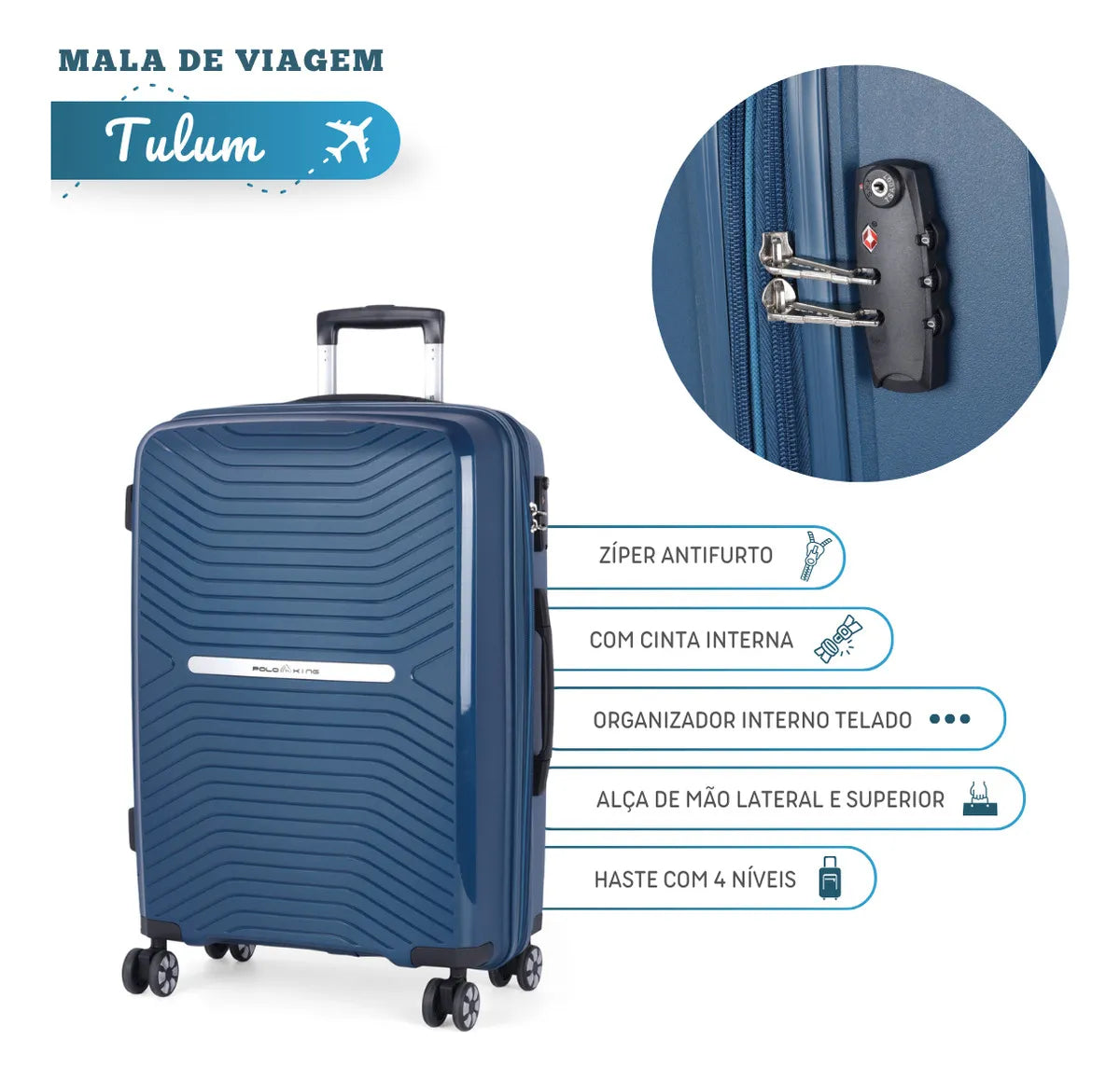 Mala de Viagem Grande Polo King Luxcel - Polipropileno