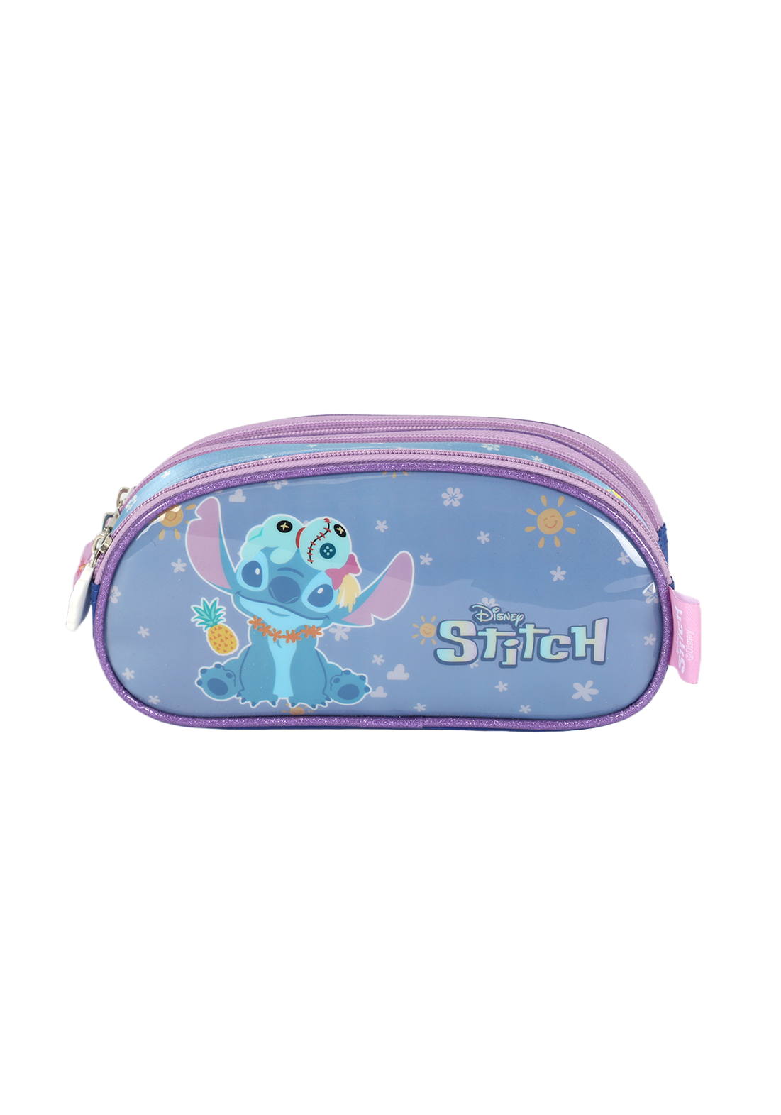 Estojo 3 Repartições Azul e Roxo - Stitch