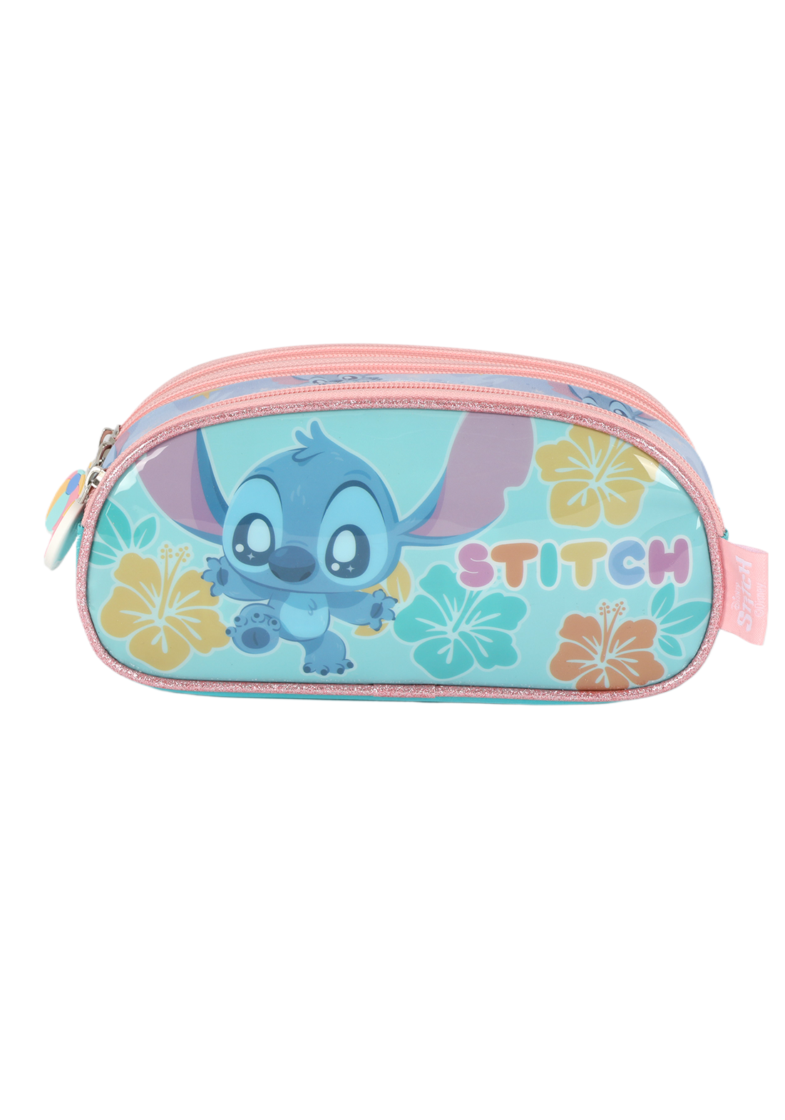 Estojo 3 Repartições Verde e Rosa - Stitch