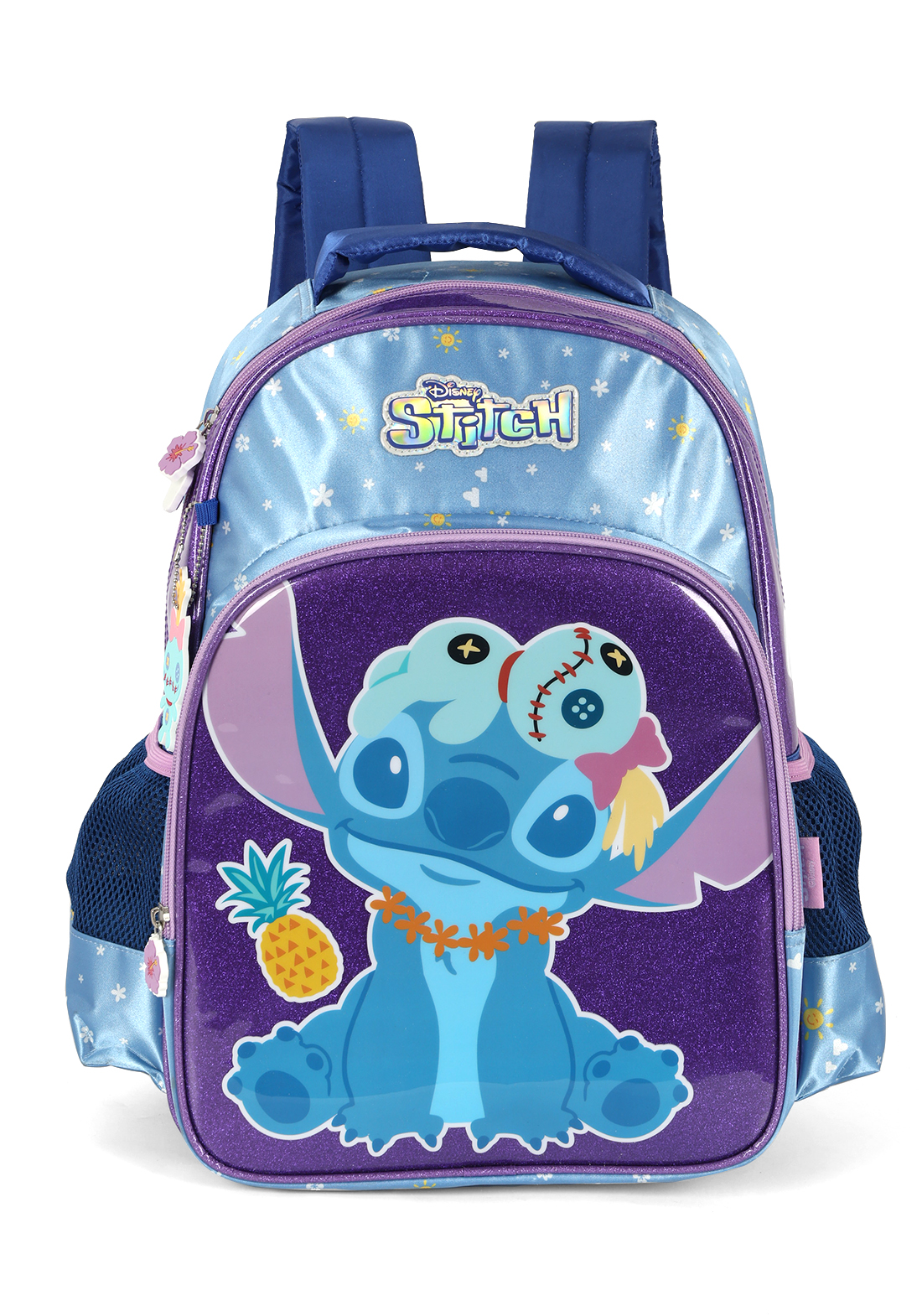 Mochila de Costas Infantil Azul e Roxo - Stitch